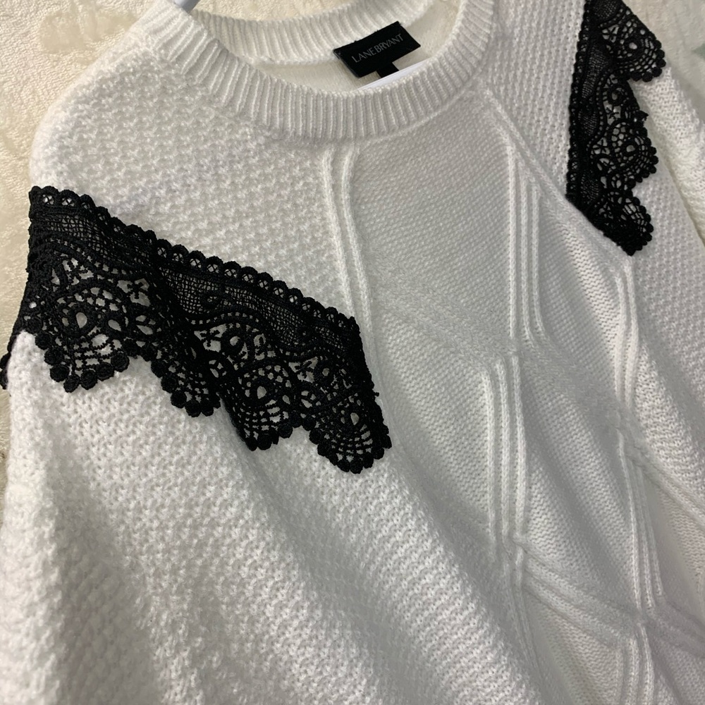 White Sweater with Black Ruffle